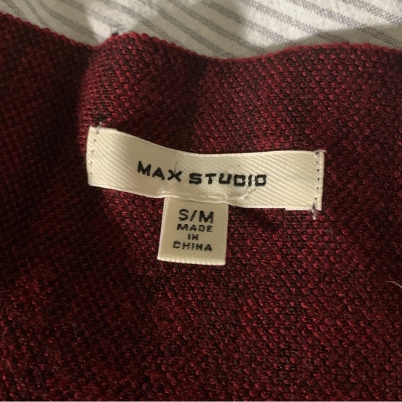 MAX STUDIO Burgundy Red Plaid Knit Skirt - Picture 4 of 6